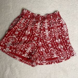 Knox Rose Womens Red  High Rise Elastic Waist Paper Bag Shorts Size Medium